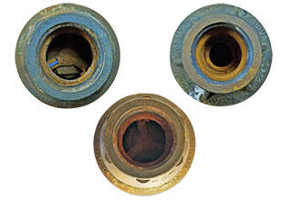 Inlet and outlet of worn pressure regulators